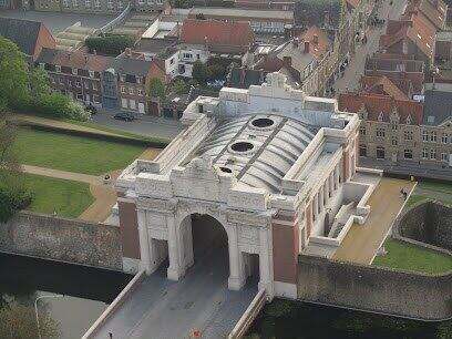 The Menin Gate in Ypres, seen from above